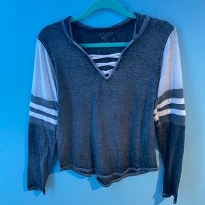 Grey and white long sleeve shirt